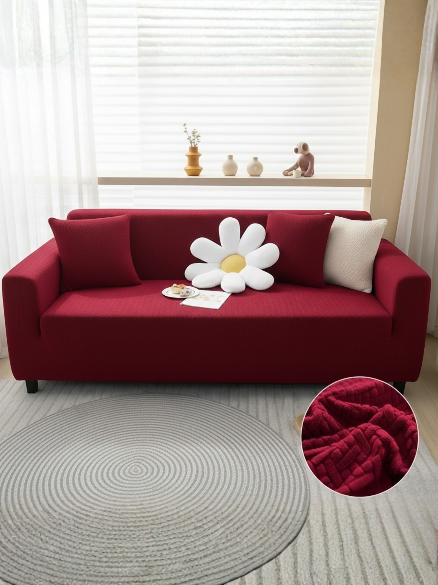 Elegant Bedding Stripe Jacquard Fitted Sofa Cover