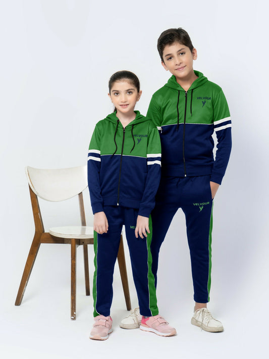 Blue and Green Velvour Winter Tracksuit-#VWT08-E