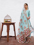 Hussain Rehar Luxury Pret Eid'23 Raw Silk Embellished Stitched 3-Piece Suit-Azure