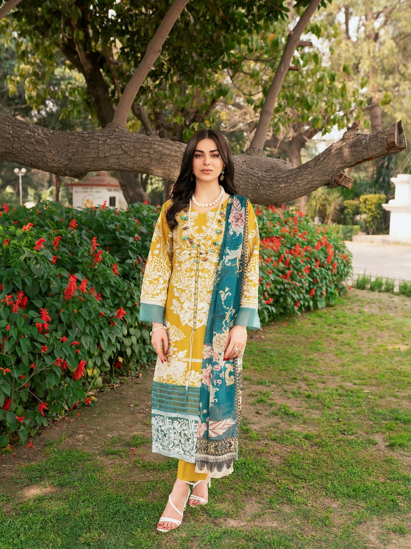 Panache Apparel Lawn Embroidered Stitched 2-Piece Suit-Florid Haven