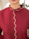 Stylish Collection Aaraish Linen Embroidered Co-Ord Set-Maroon Ringles