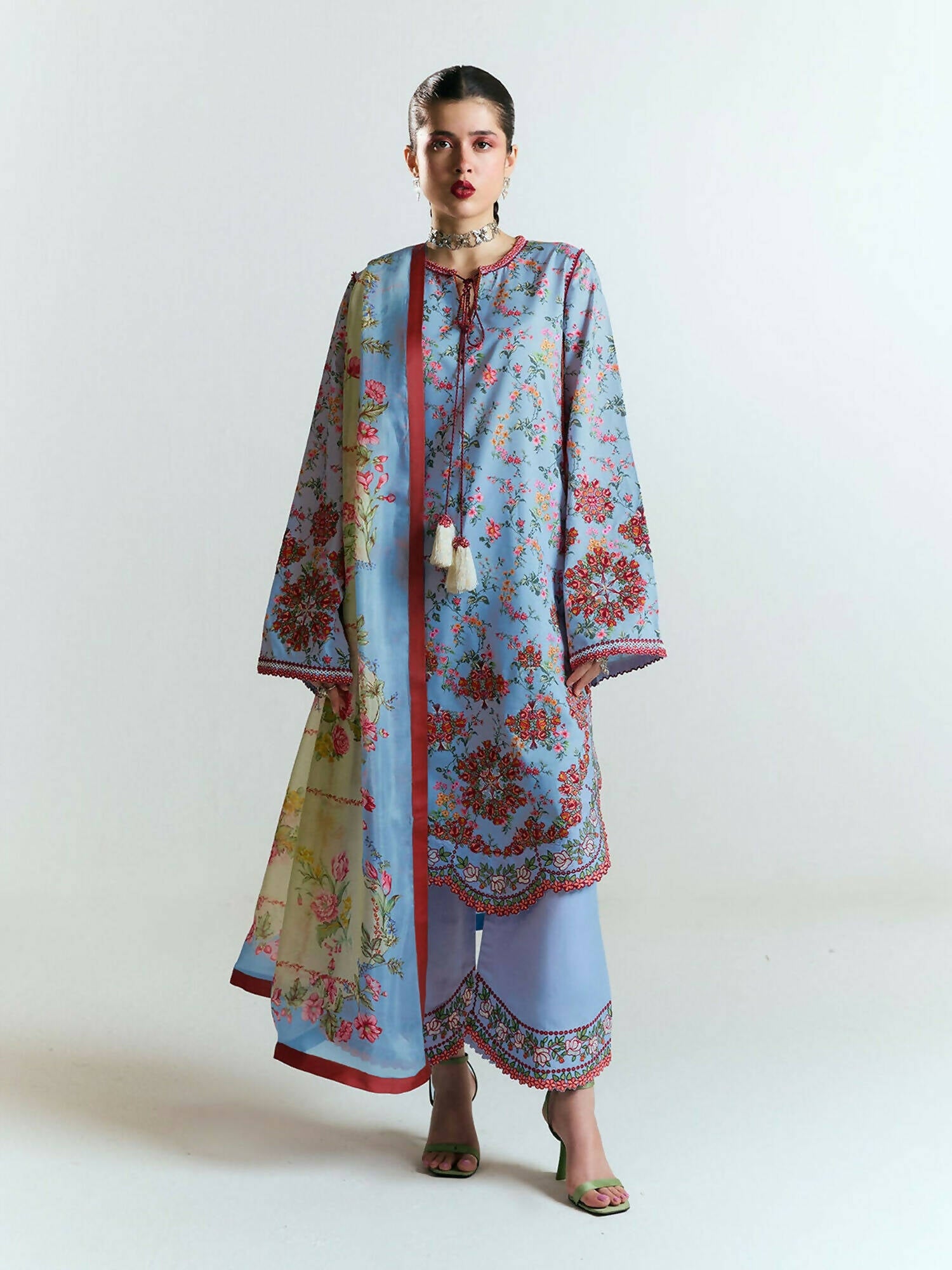 Jugnu by Hussain Rehar SS'25 Edit II Cotton Embroidered Unstitched 3-Piece Suit-NYAMI