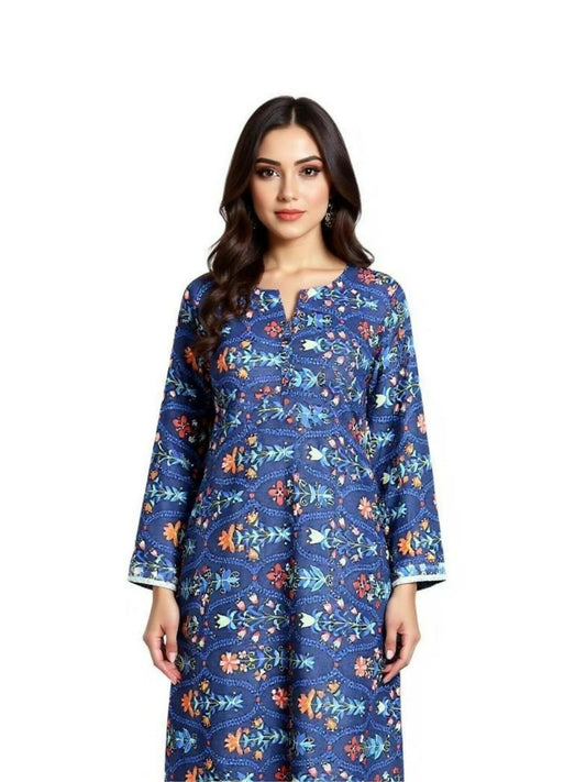 Bin Shaukat unstitched 2-piece digital lawn suit with all-over print and matching printed trouser.