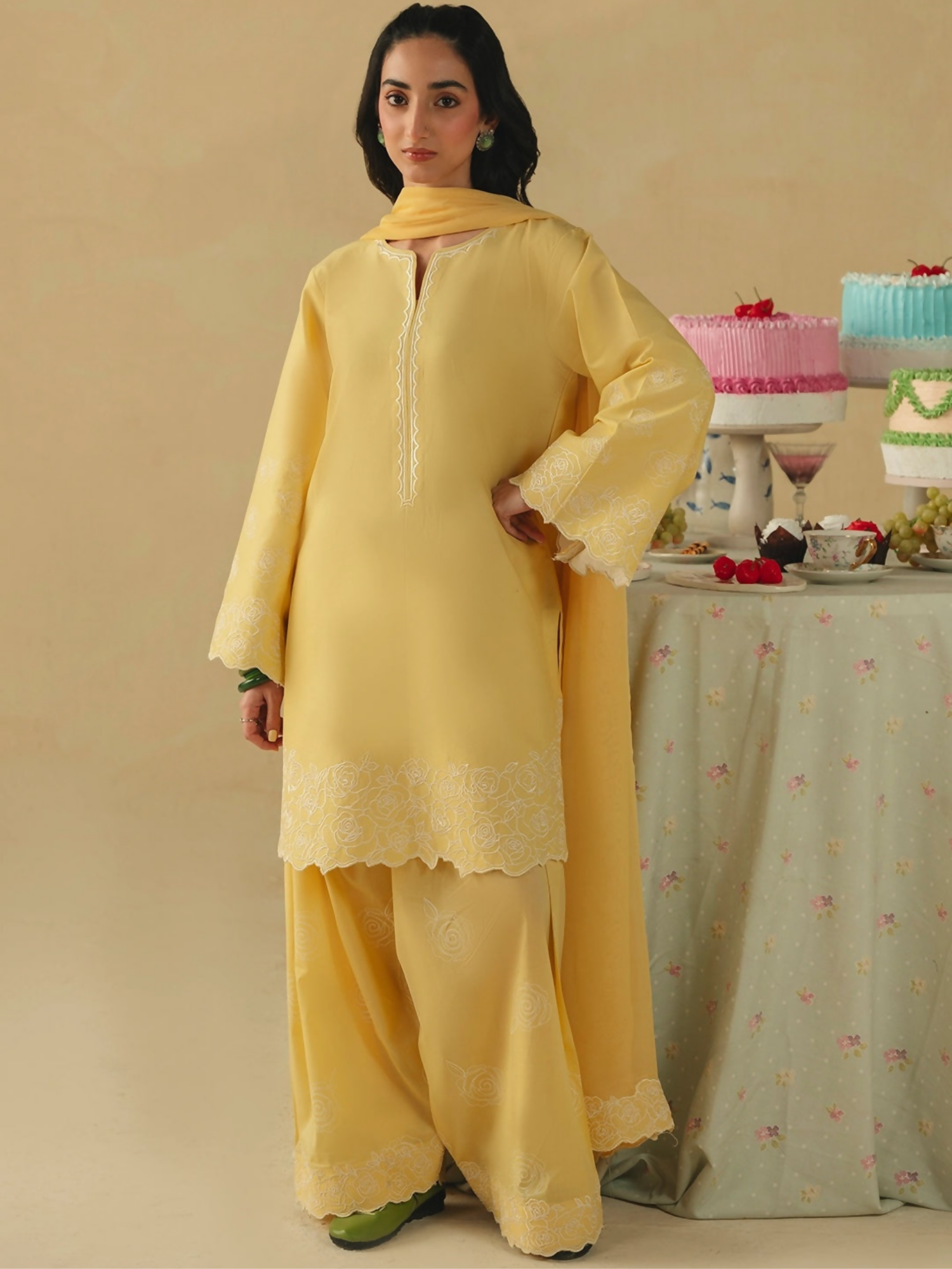 Mannat Clothing Boho Summer'26 Cotton Embroidered Stitched Suit-Buttercup