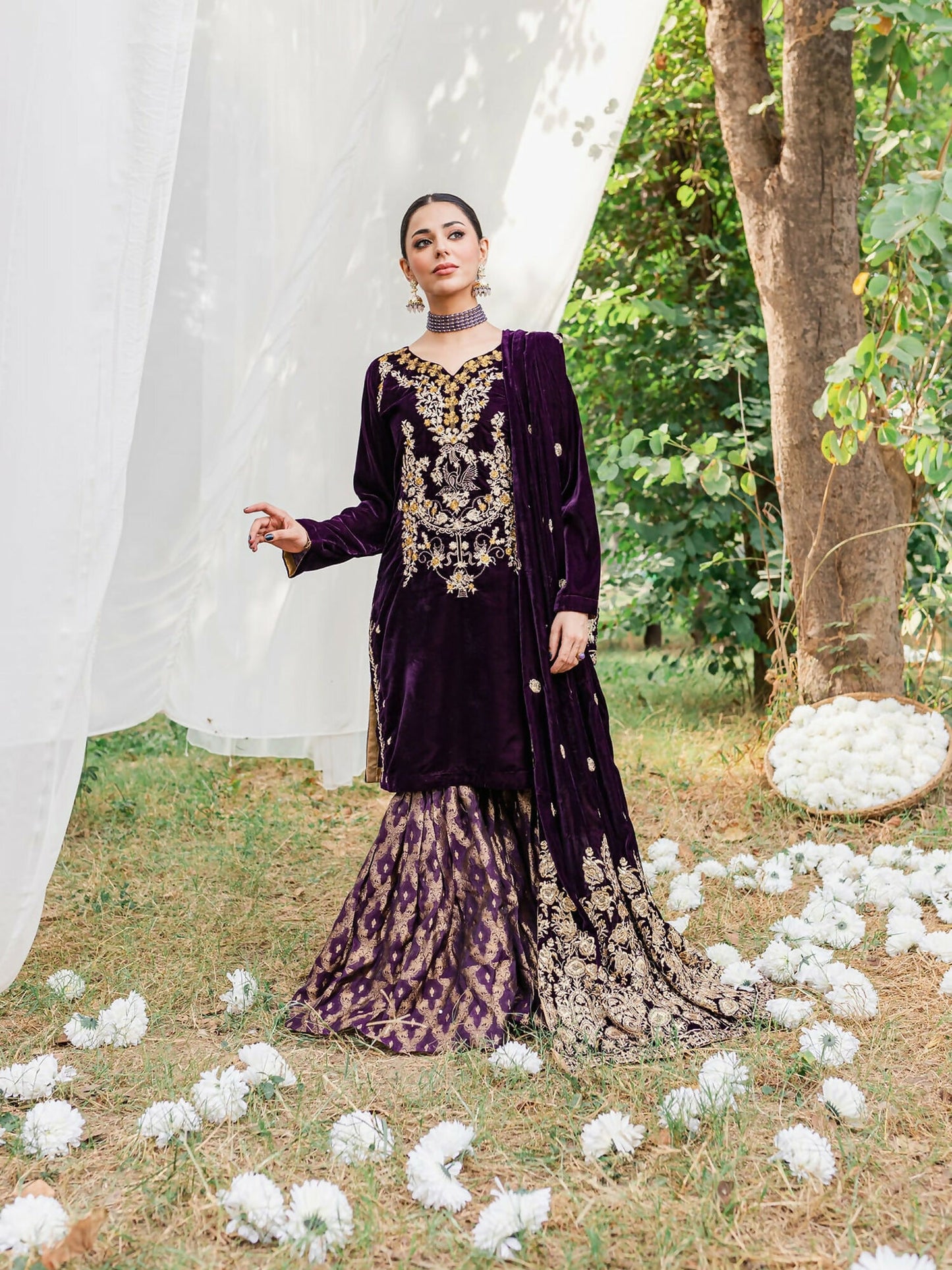 Panache Apparel Velvet Edit Micro Velvet 9000 Embroidered Stitched Suit-Moor