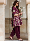 Maroon Panache Apparel Noor Mahal Cotton Printed Stitched Suit-Seraya