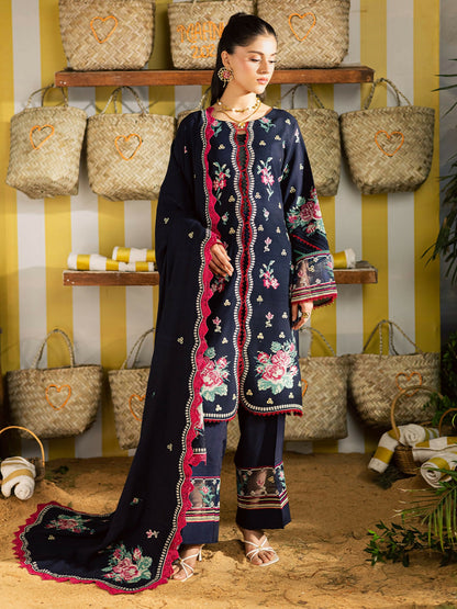 Mahnur Kaia Slub Linen Embroidered Stitched 3-Piece Suit-K- 06