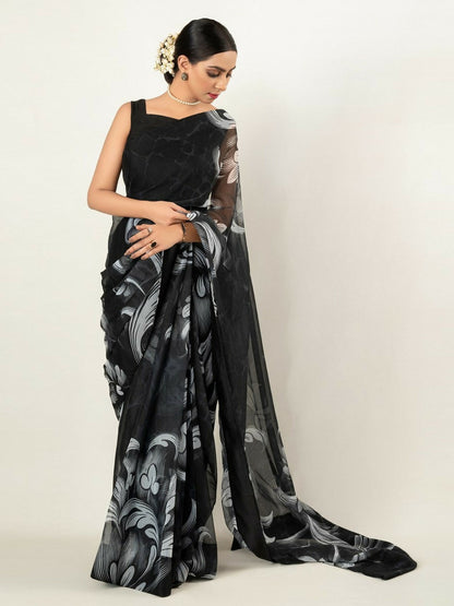 Imran Aftab Chiffon Printed Stitched Saree-IASC 01