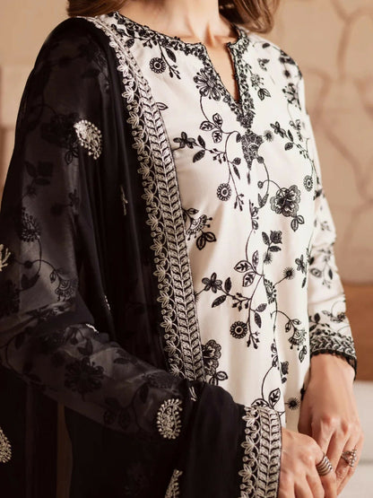 Stylish Collection Enchant Pret Lawn Cotton Embroidered 3-Piece Suit-Gulnar White