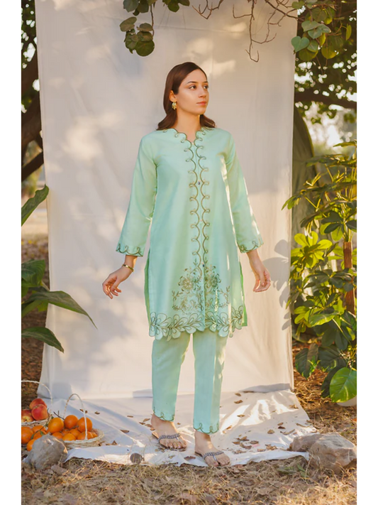 MAK Fashion Dobby Lawn Embroidered Co-Ord Set-Aura