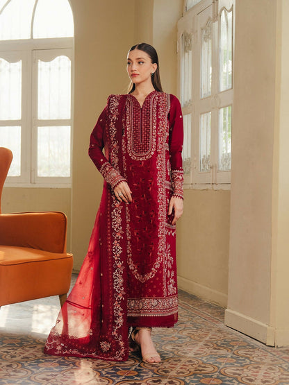 Afrozeh Day Break'26 Lawn Embroidered Unstitched 3-Piece Suit-Sundrown