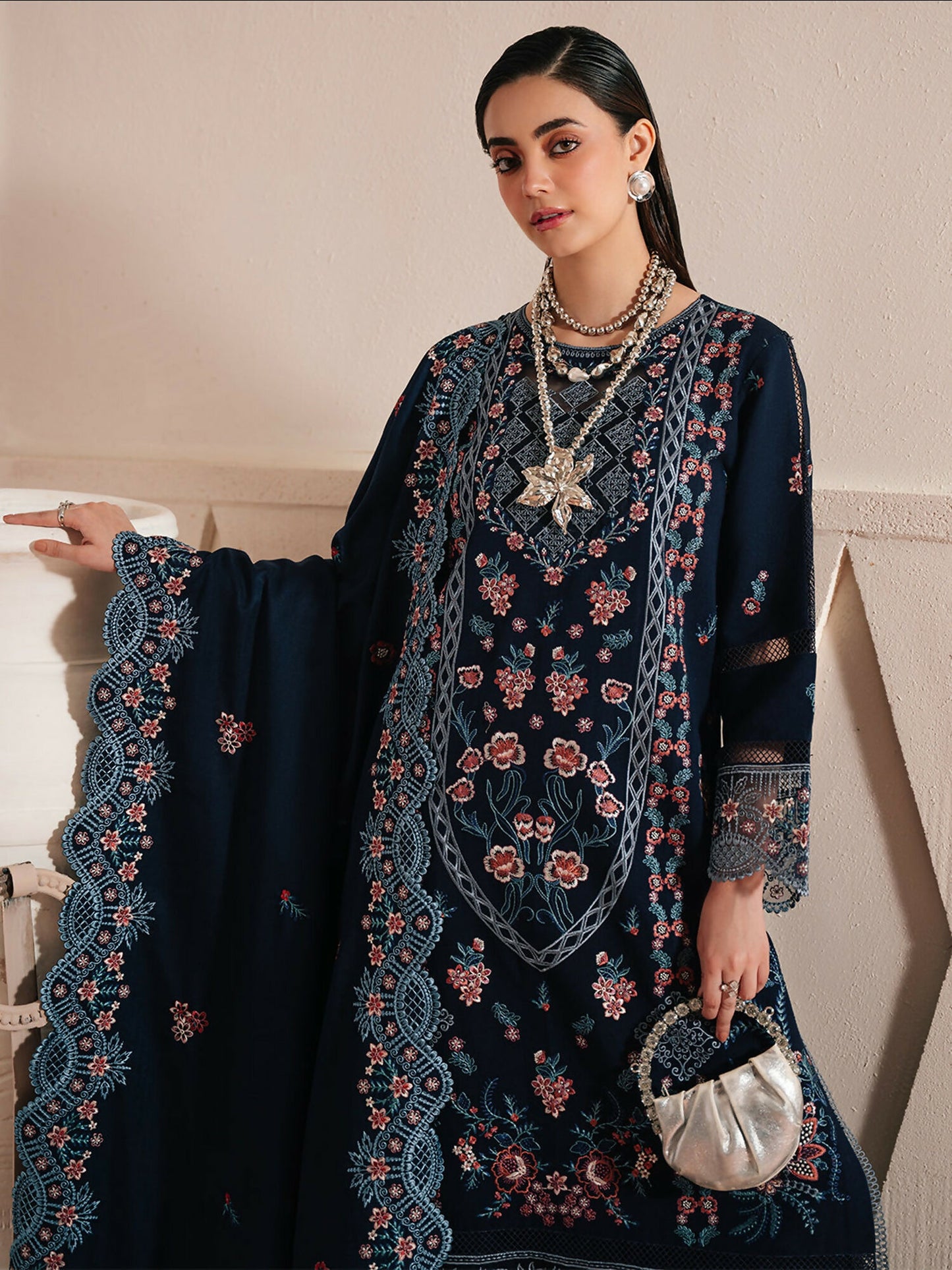 Mahnur Secret Garden Karandi Embroidered Stitched 3-Piece Suit–SG-012