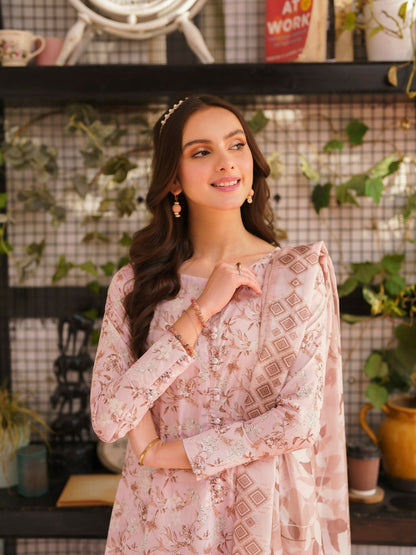 Panache Apparel Daily Essentials RTW Cambric Printed Stitched 3-Piece Suit-Flamingo