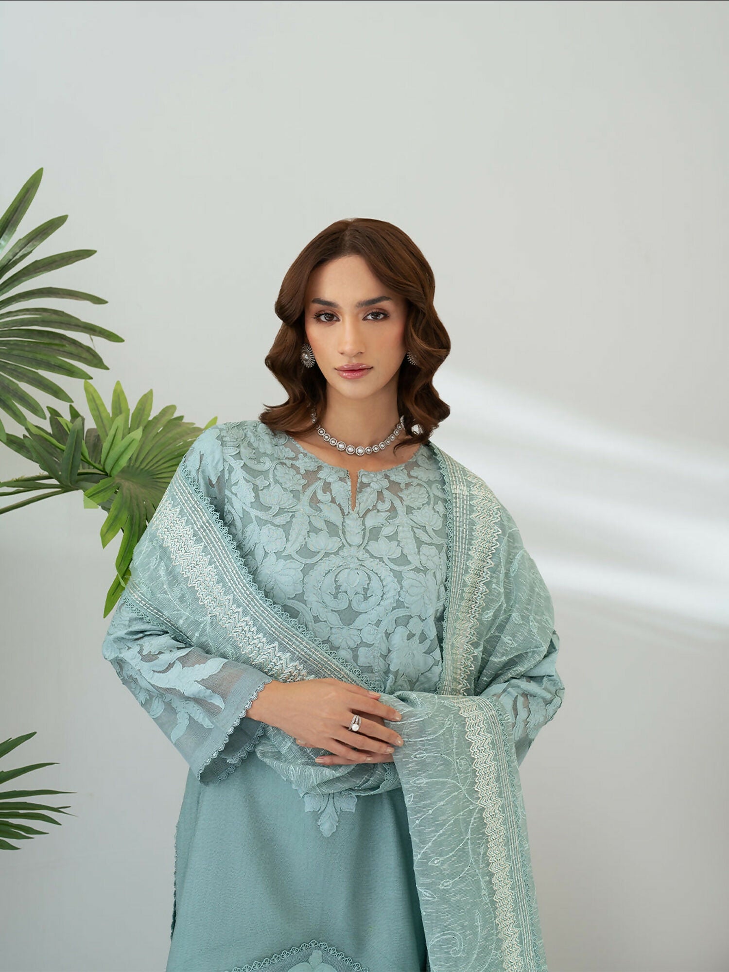Mahnur Sera Pret'26 Net Embroidered Stitched 3-Piece Suit-SP-03