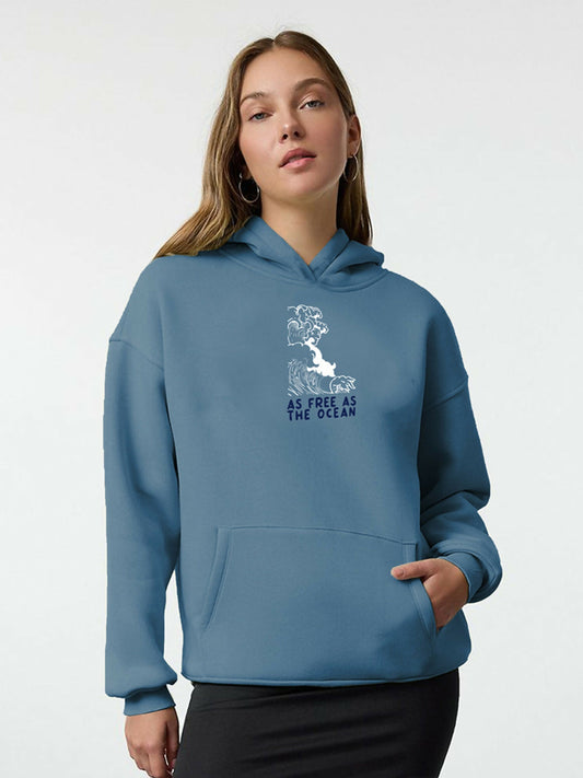 Blue Jupiter Oversized Ocean Printed Hoodie-14880