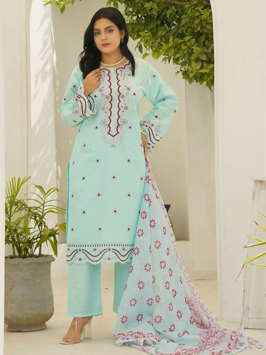 Stylish Collection Serene Summer Lawn Cotton Embroidered Stitched 3-Piece Suit-Pakeeza