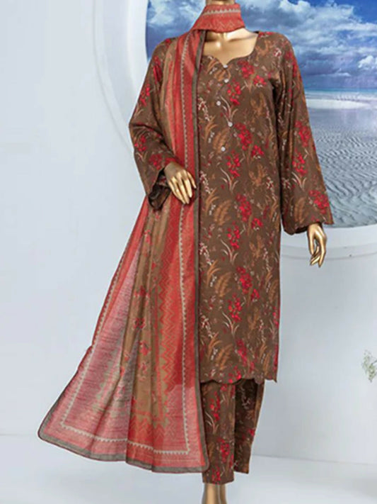 Funky's Printed Khaddar Unstitched 3-piece Suit-14928
