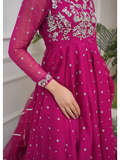 Allure By IH Lehr Chiffon Embroidered Lehenga-Very Berry