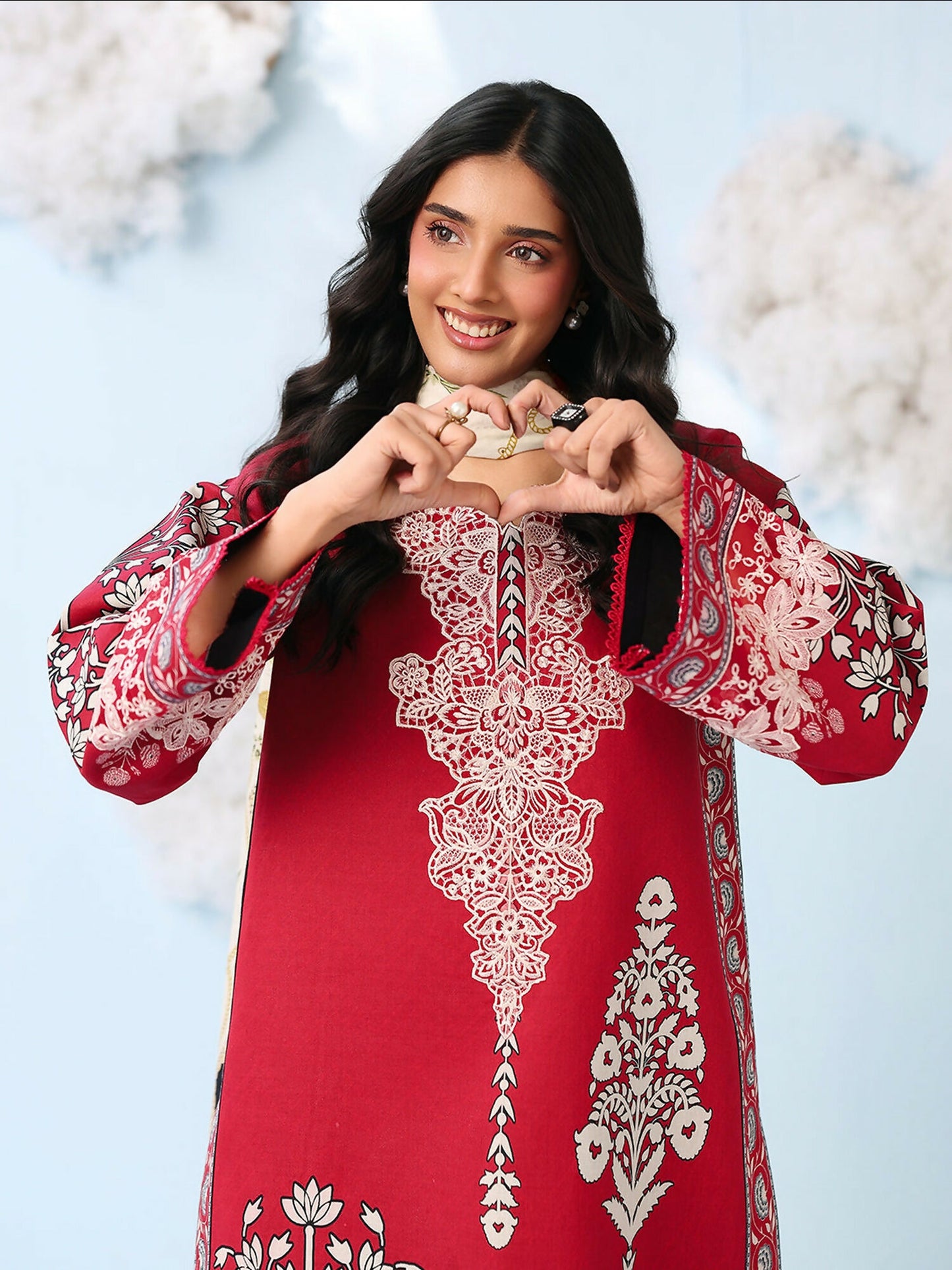 Mahnur Anaya Vol.2 Lawn Embroidered Stitched 3-Piece Suit-AN-2-01-Red