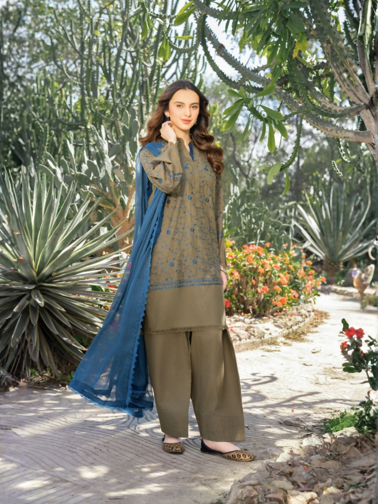 Panache Apparel Winter Whisper Linen Embroidered Stitched Suit-Mahnoor