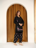 HU Studios Blackout Collection Lawn Embroidered Stitched 2-Piece Suit-Rose-Dusk