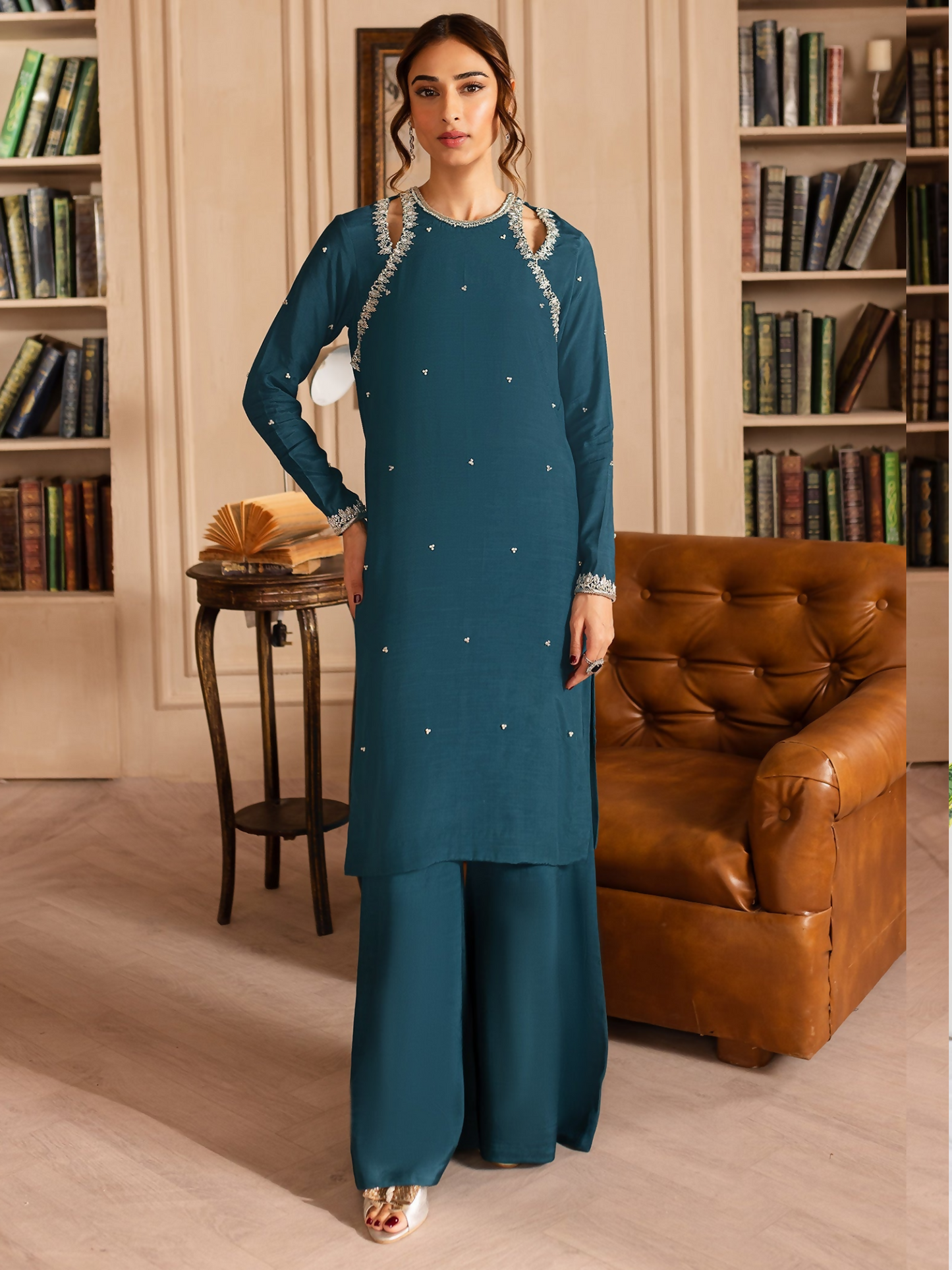 Allure By IH Luxury Pret Raw Silk Embellished Stitched 3-Piece Suit-Lucine