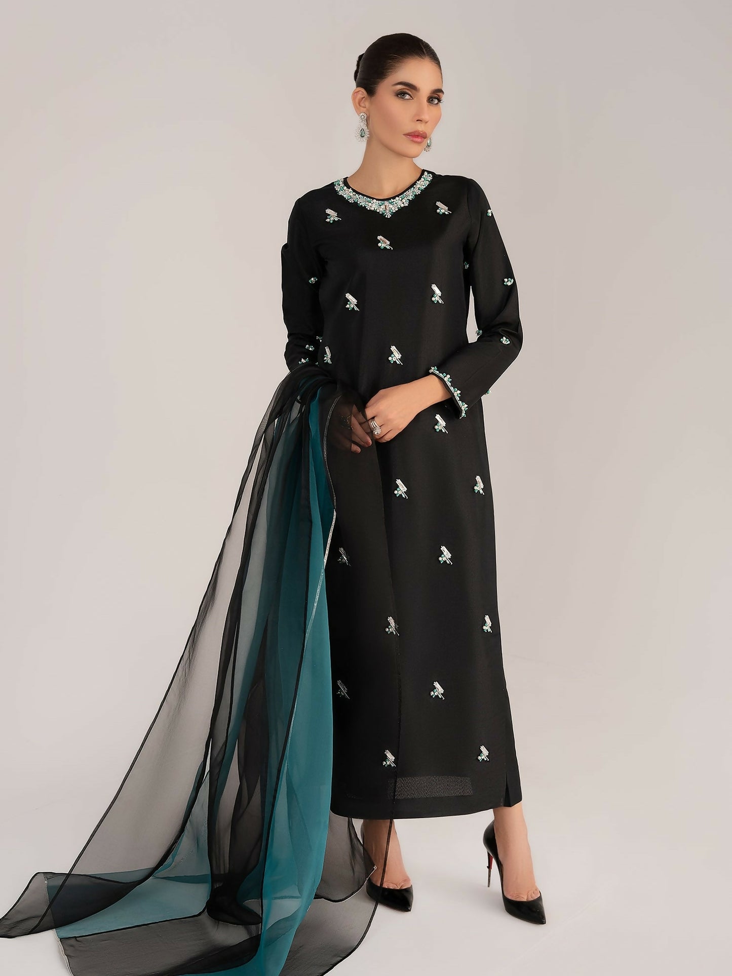 Allure By IH Raw Silk Embellished Stitched 3-Piece Suit-Mia