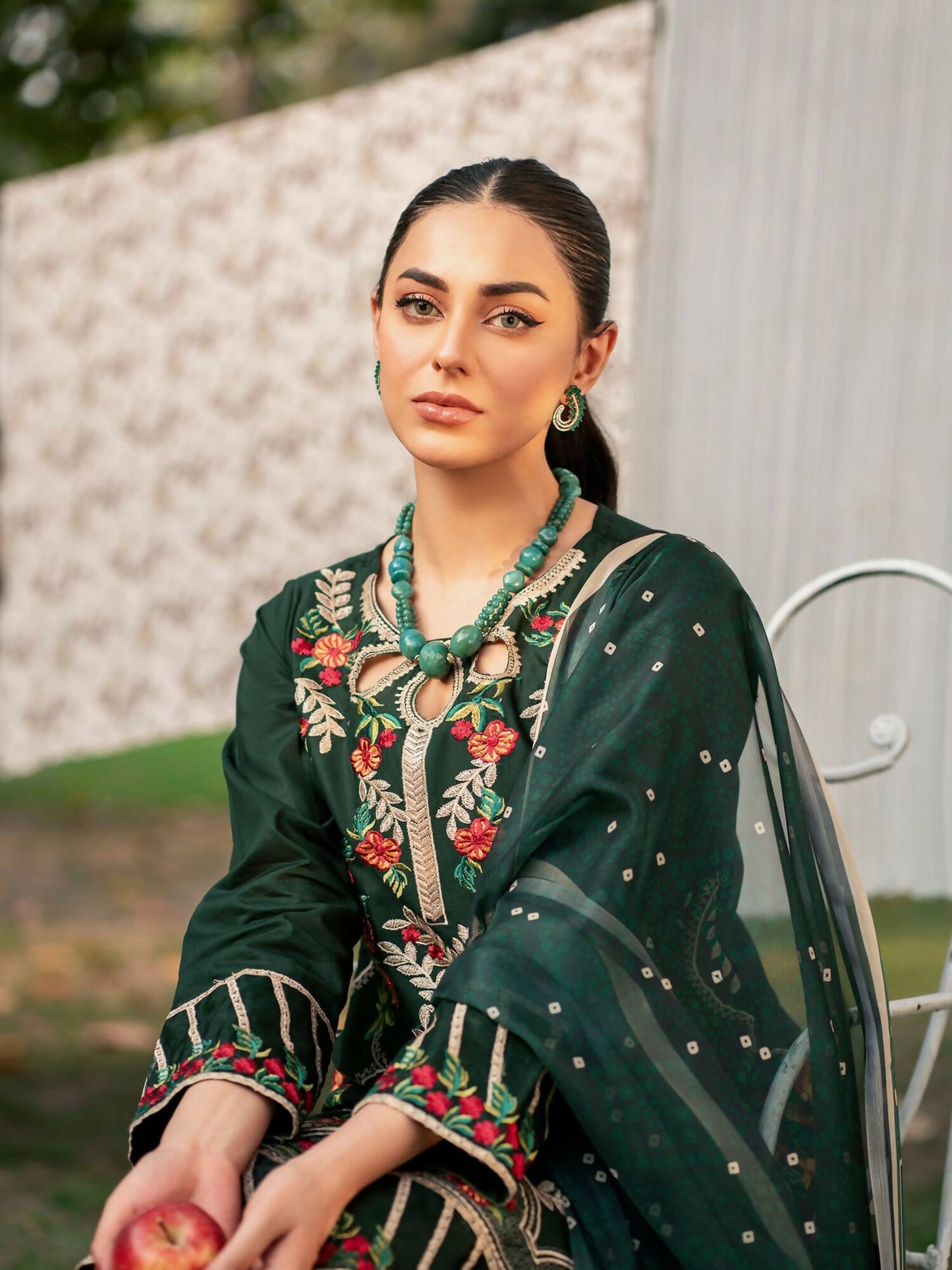 Panache Apparel Lawn Embroidered Stitched 2-Piece Suit-Surreal Green