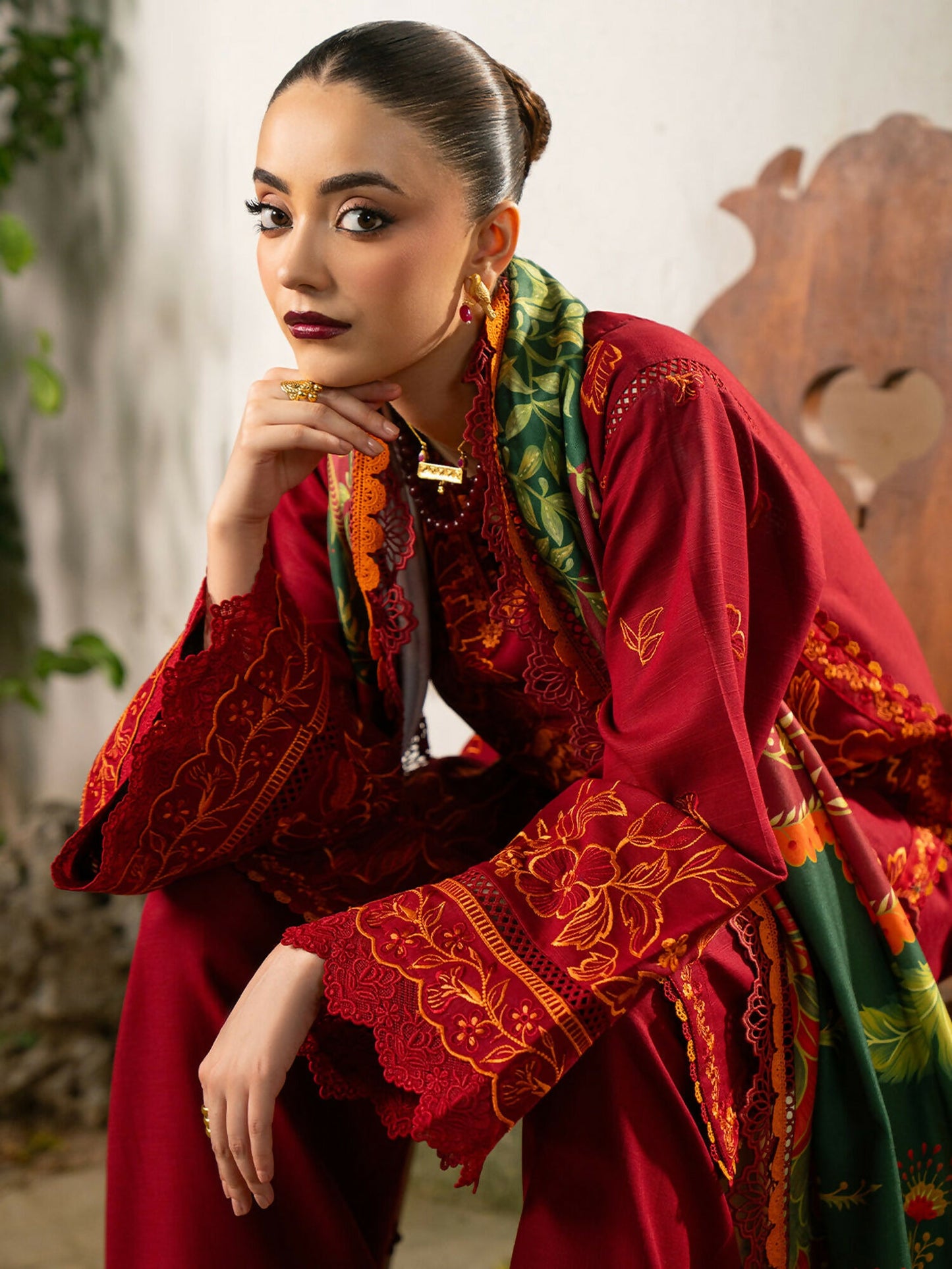 Binilyas Gulrukh Khaddar Embroidered Unstitched 3-Piece Suit-63-B