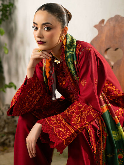 Binilyas Gulrukh Khaddar Embroidered Unstitched 3-Piece Suit-63-B