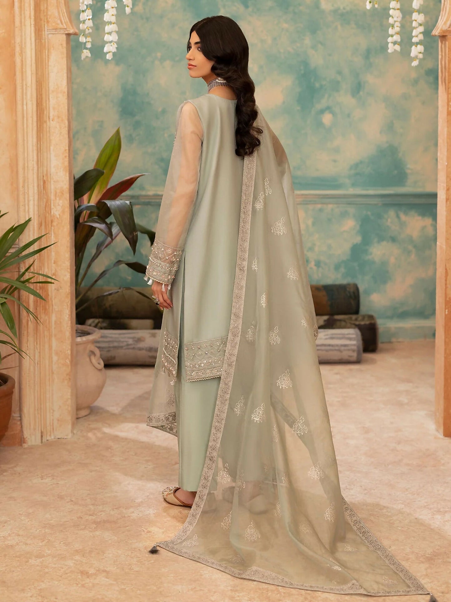 Shurooq Kanpur 1912 Organza Embellished Stitched 3-Piece Suit-Chandni Chowk