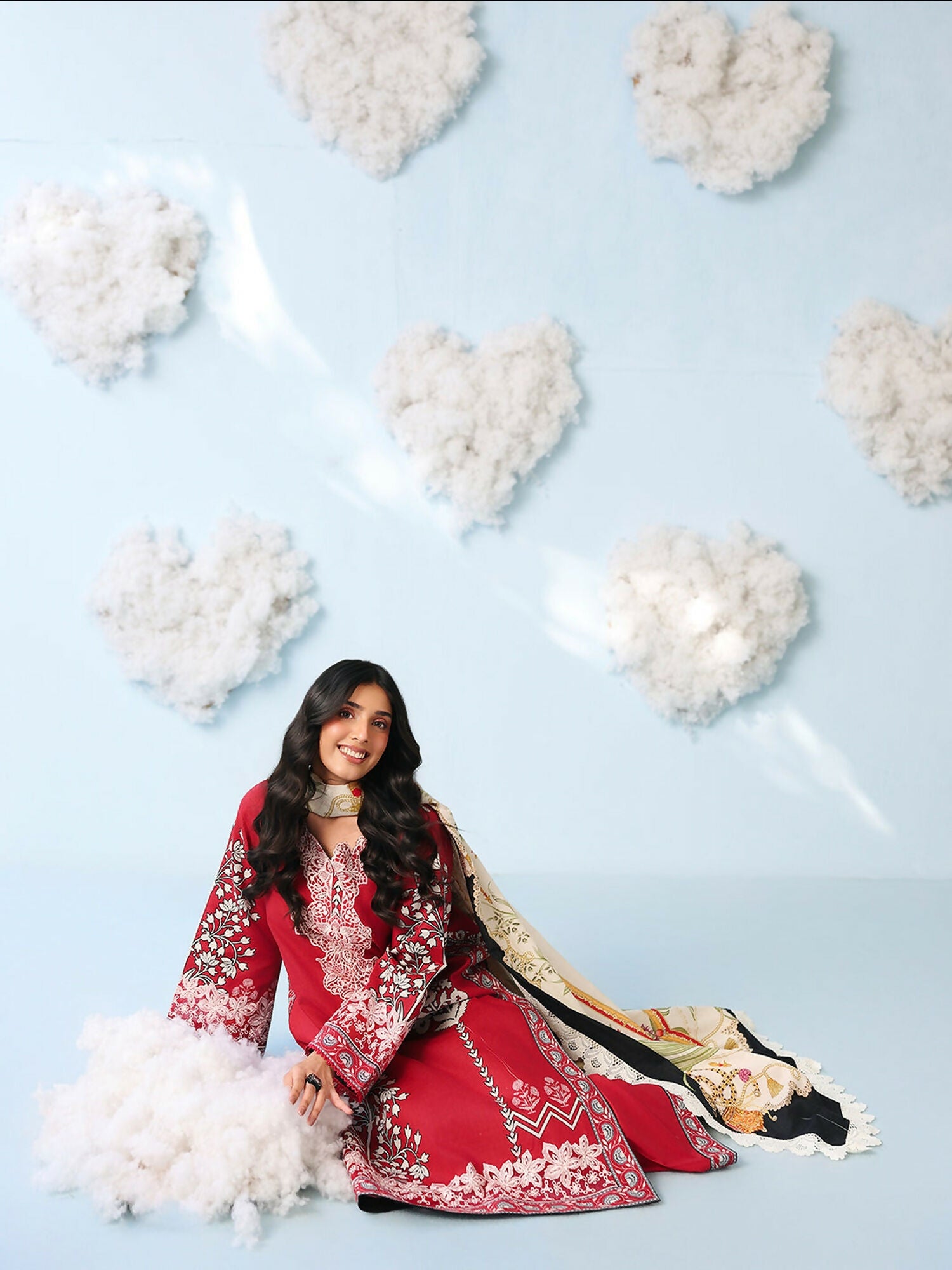 Mahnur Anaya Vol.2 Lawn Embroidered Stitched 3-Piece Suit-AN-2-01-Red