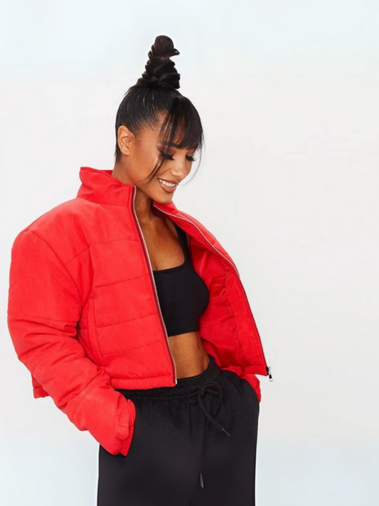 Red Funky's Plain Puffer Red Jacket-10847