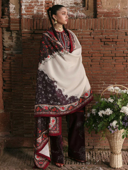 Jugnu By Hussain Rehar Khaddar'25 Embroidered Unstitched 3-Piece Suit-Laleh