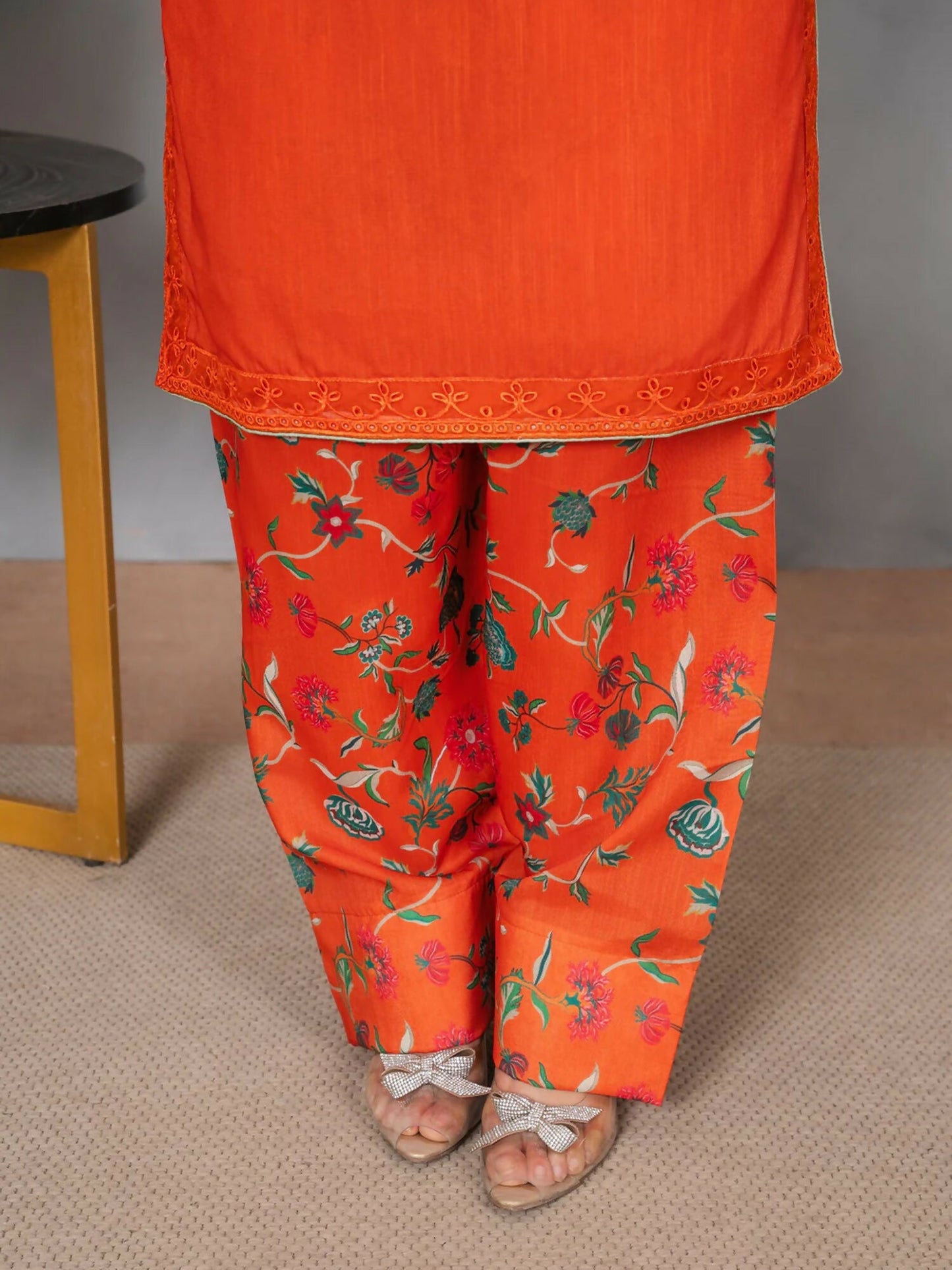 Stylish Collection Musk Raw Silk Printed Stitched 3-Piece Suit-Jahaan