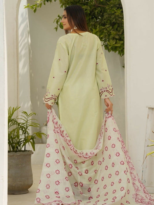 Stylish Collection Serene Summer Lawn Cotton Embroidered Stitched 3-Piece Suit-Pakeeza