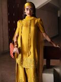 Hussain Rehar Luxury Pret Eid'24 Raw Silk Embellished Stitched 3-Piece Suit-Maize