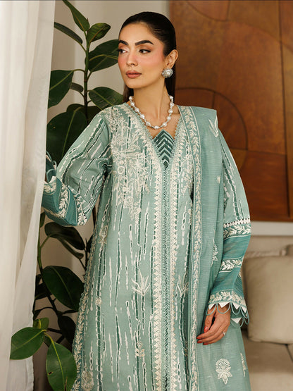 Mahnur Leila Lawn'26 Embroidered Unstitched 3-Piece Suit-L-02