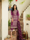 Panache Apparel Chambray Katan Embroidered Stitched Suit-Sangria
