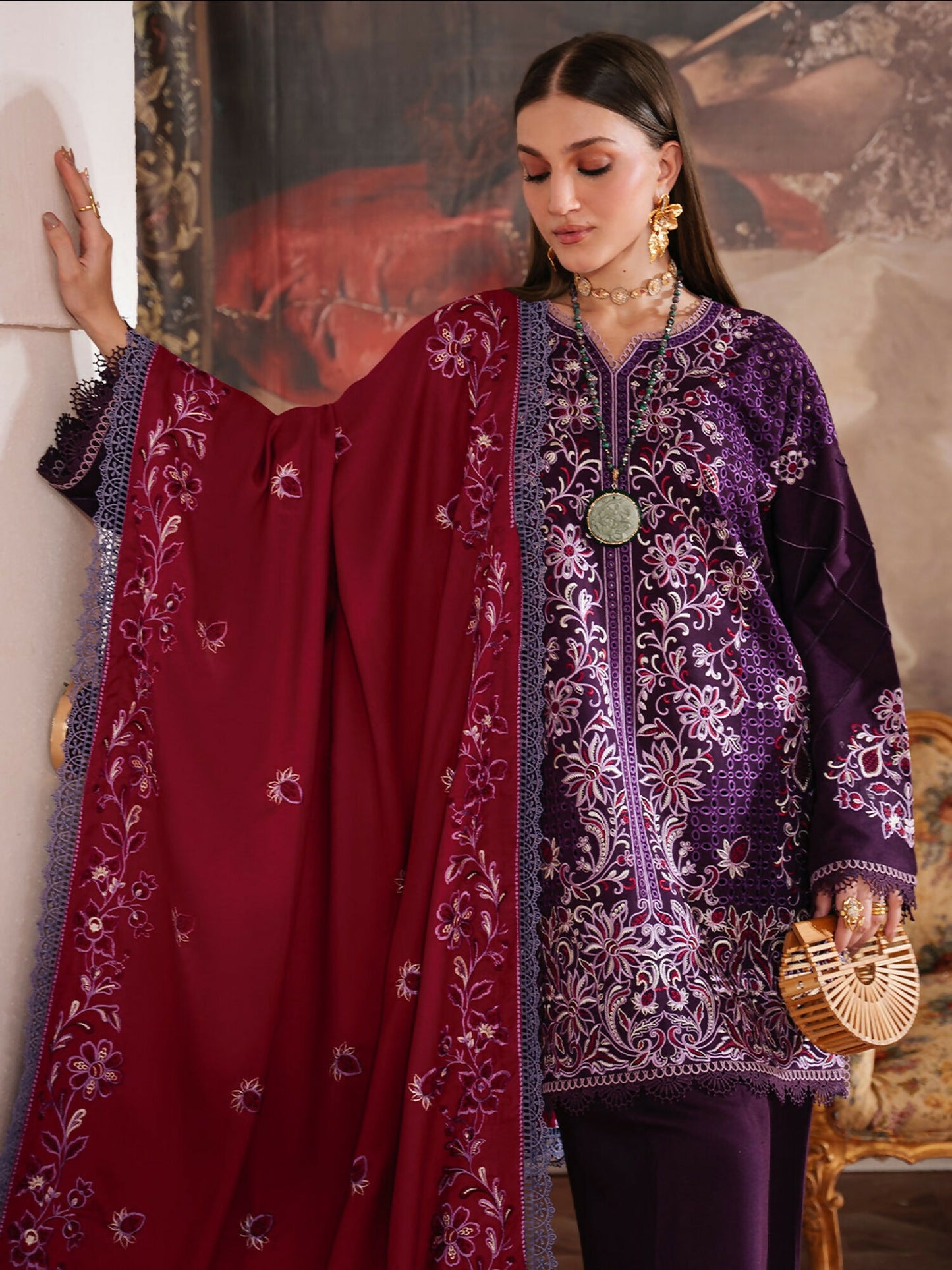 Mahnur Secret Garden Karandi Embroidered Stitched 3-Piece Suit–SG-010