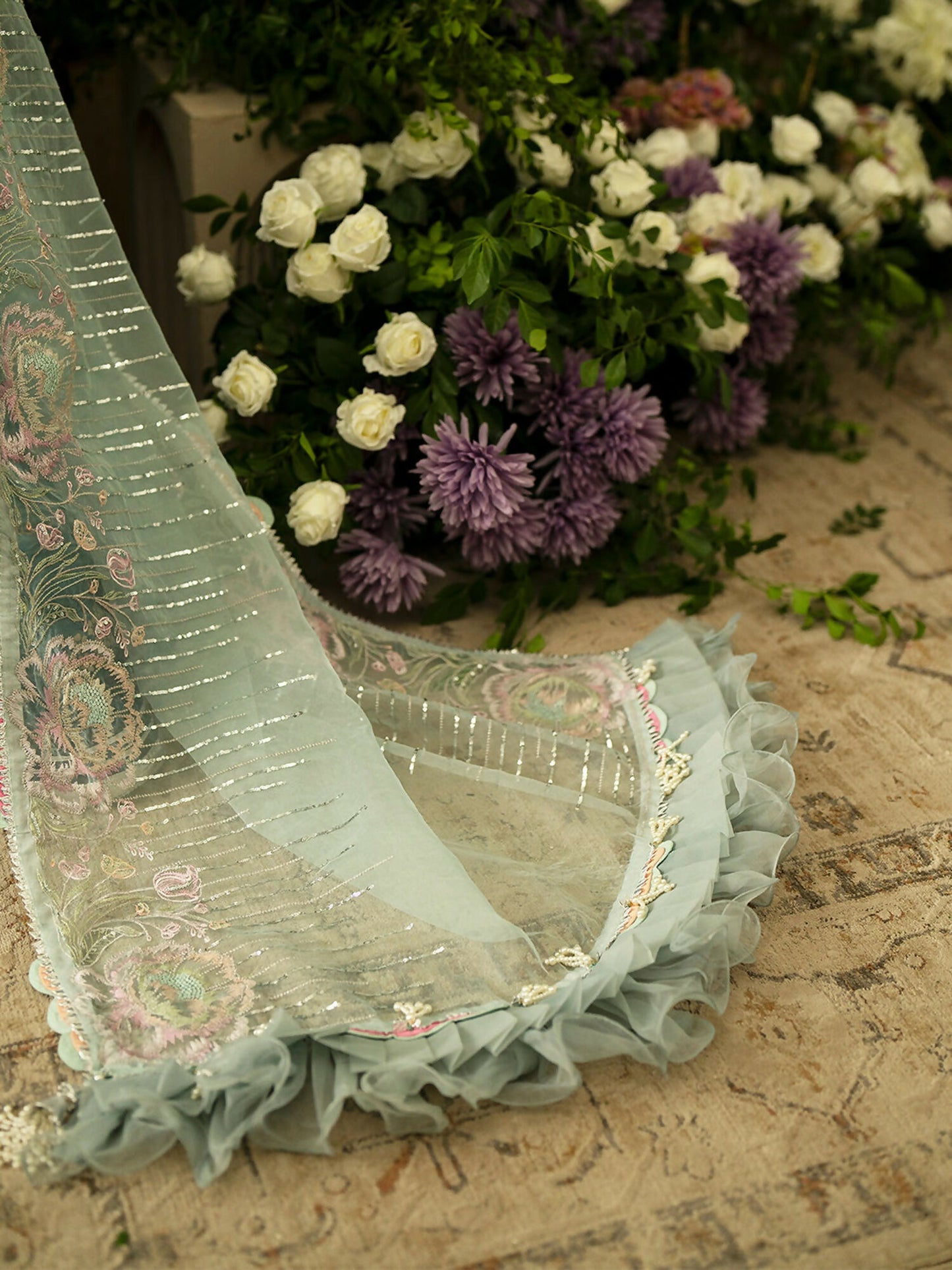 Parishay Ranibagh Luxury Formals Organza Embroidered Stitched 3-Piece Suit-Aarzoo