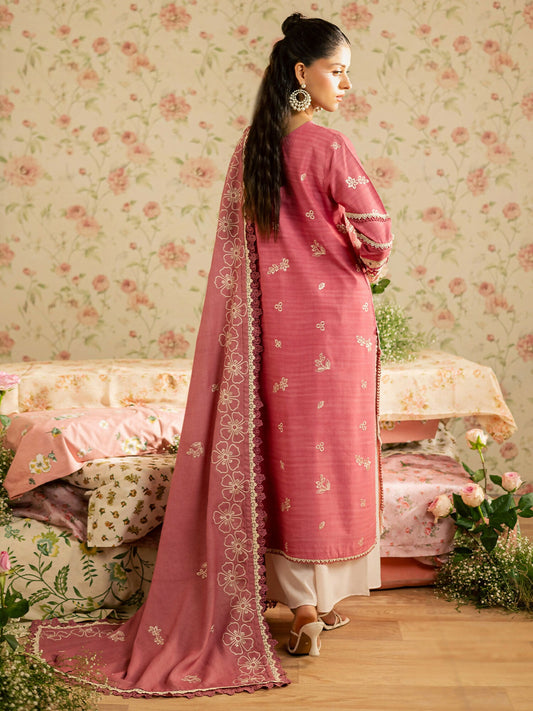 Mahnur Kaia Slub Linen Embroidered Stitched 3-Piece Suit-K- 13