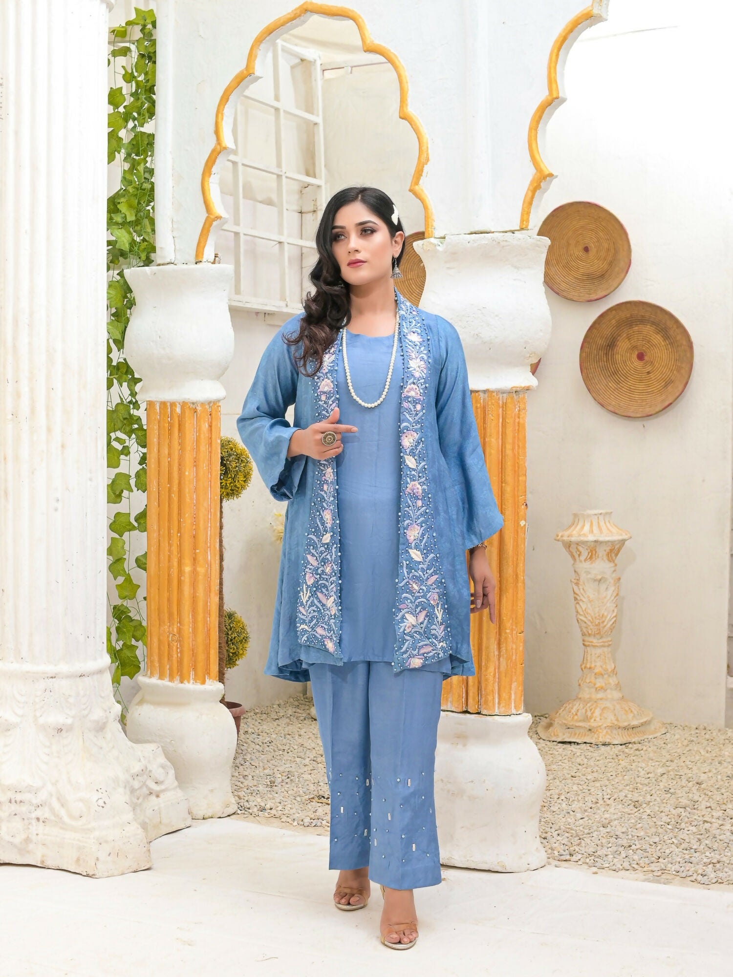 Ruby's Couture Poshak khadi Net Embellished Stitched 2-Piece Suit-Virsa