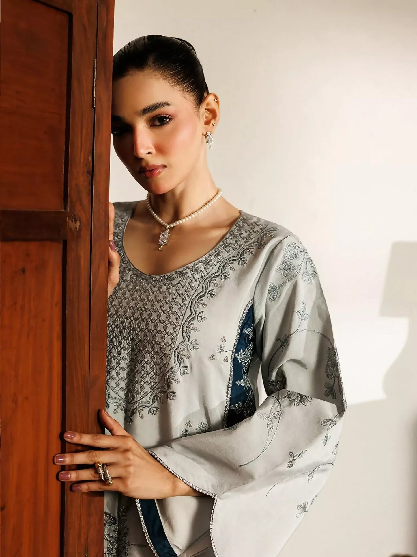 Panache Apparel Noore Eid Edit Raw Silk Embroidered Stitched Suit-Yara