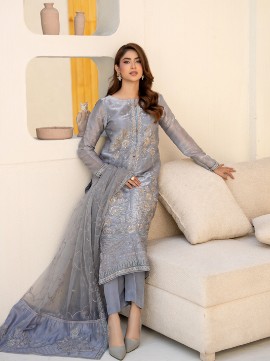 Noori Silk Embroidered Stitched 3-Piece Suit