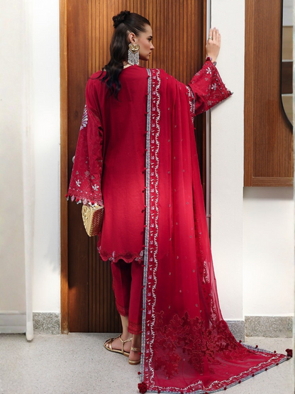 Qalamkar Chikankari Eid Edit'26 Lawn Embroidered Unstitched 3-Piece Suit-CM-03 Ruby