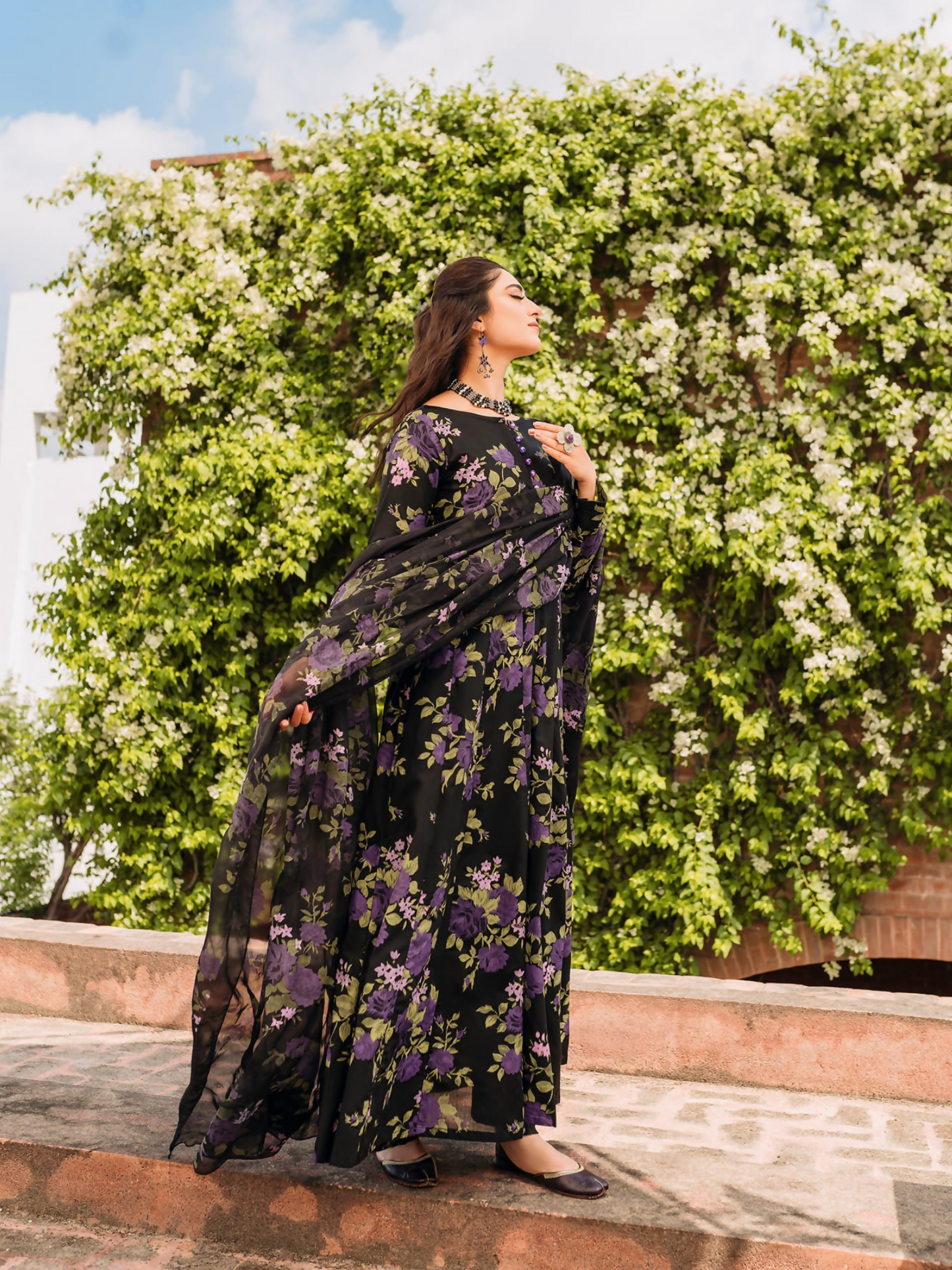 Panache Apparel Daily Essentials RTW Linen Printed Stitched Suit-Shabnam