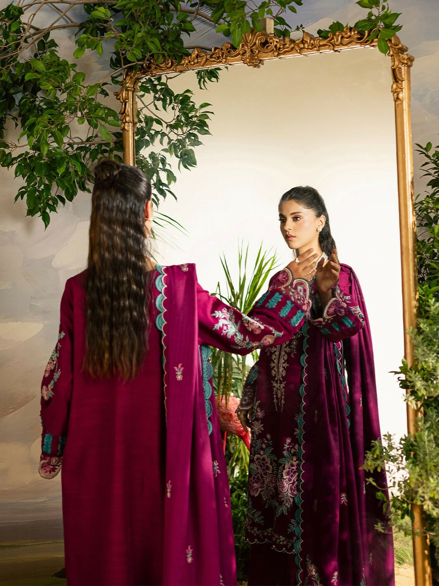 Mahnur Kaia Slub Linen Embroidered Stitched 3-Piece Suit-K- 09