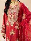 Shurooq Garden Of Dreams Silk Embellished Stitched 3-Piece Suit-Crimson