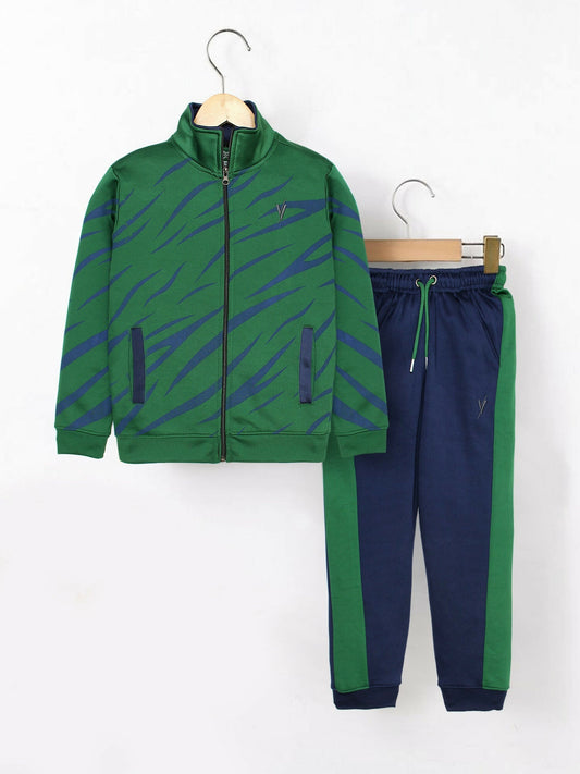 Green and Blue Velvour Winter Tracksuit-#VWT27-A